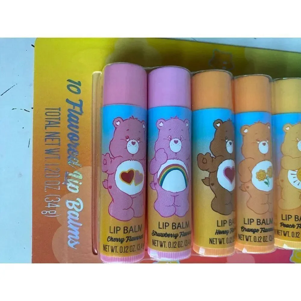 Taste Beauty CARE BEARS 10 Flavored Lip Balms Set Cherry Honey‎ Vanilla NEW